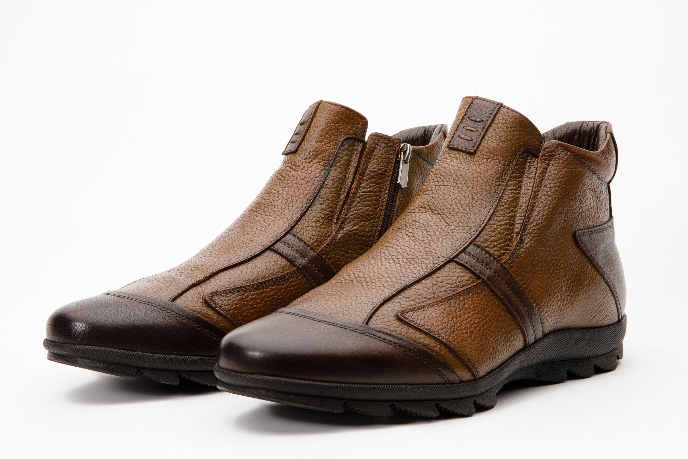The Montreal Brown Leather Casual Zip-Up Ankle Boot - Vinci Leather