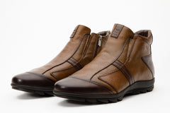 The Montreal Brown Leather Casual Zip-Up Ankle Boot - Vinci Leather