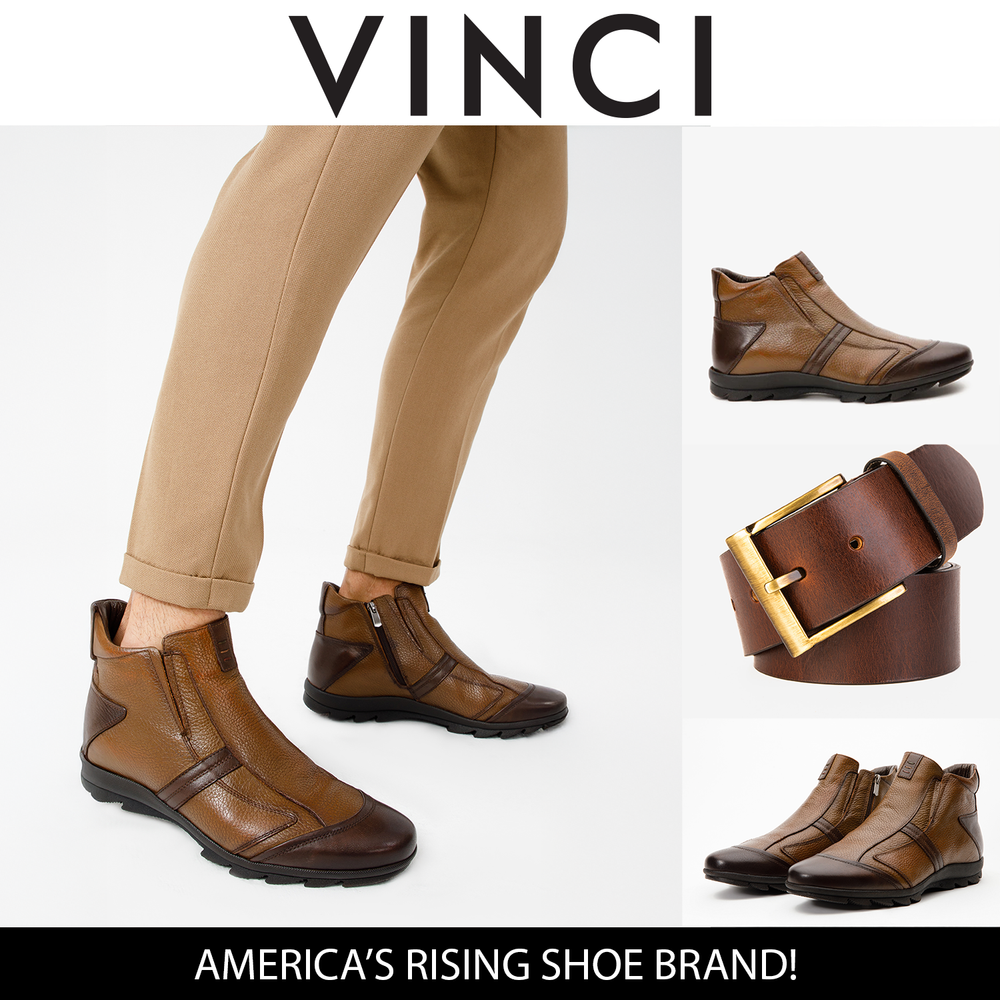 The Montreal Brown Leather Casual Zip-Up Ankle Boot - Vinci Leather