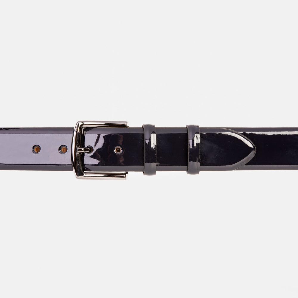 The Dodoma Navy  Patent Leather Belt - Vinci Leather