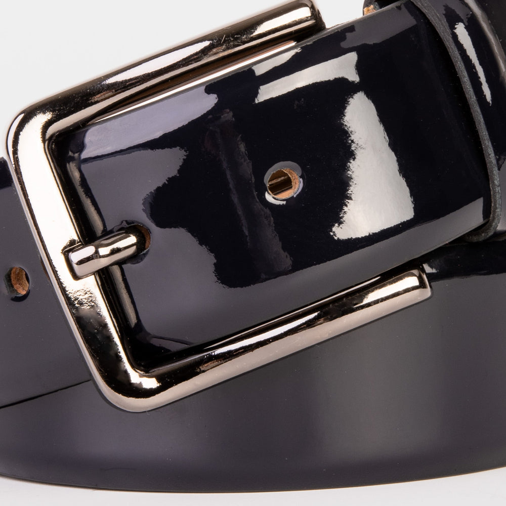 The Dodoma Navy  Patent Leather Belt - Vinci Leather