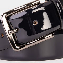 The Dodoma Navy  Patent Leather Belt - Vinci Leather