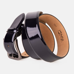 The Dodoma Navy  Patent Leather Belt - Vinci Leather