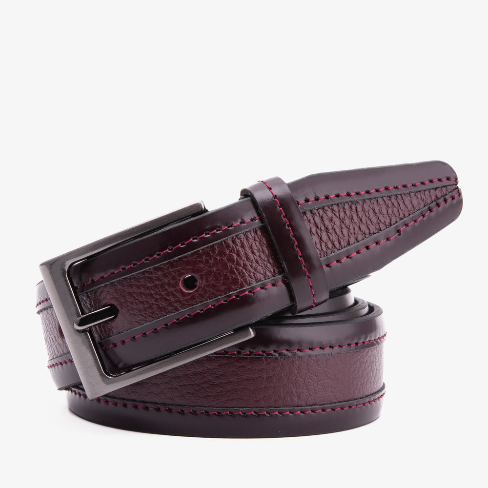 The Everest Rockwell BurgundyLeather Belt - Vinci Leather