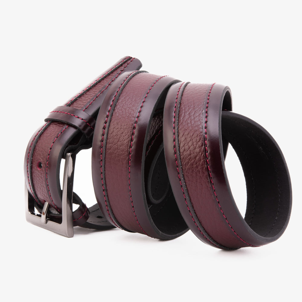 The Everest Rockwell BurgundyLeather Belt - Vinci Leather
