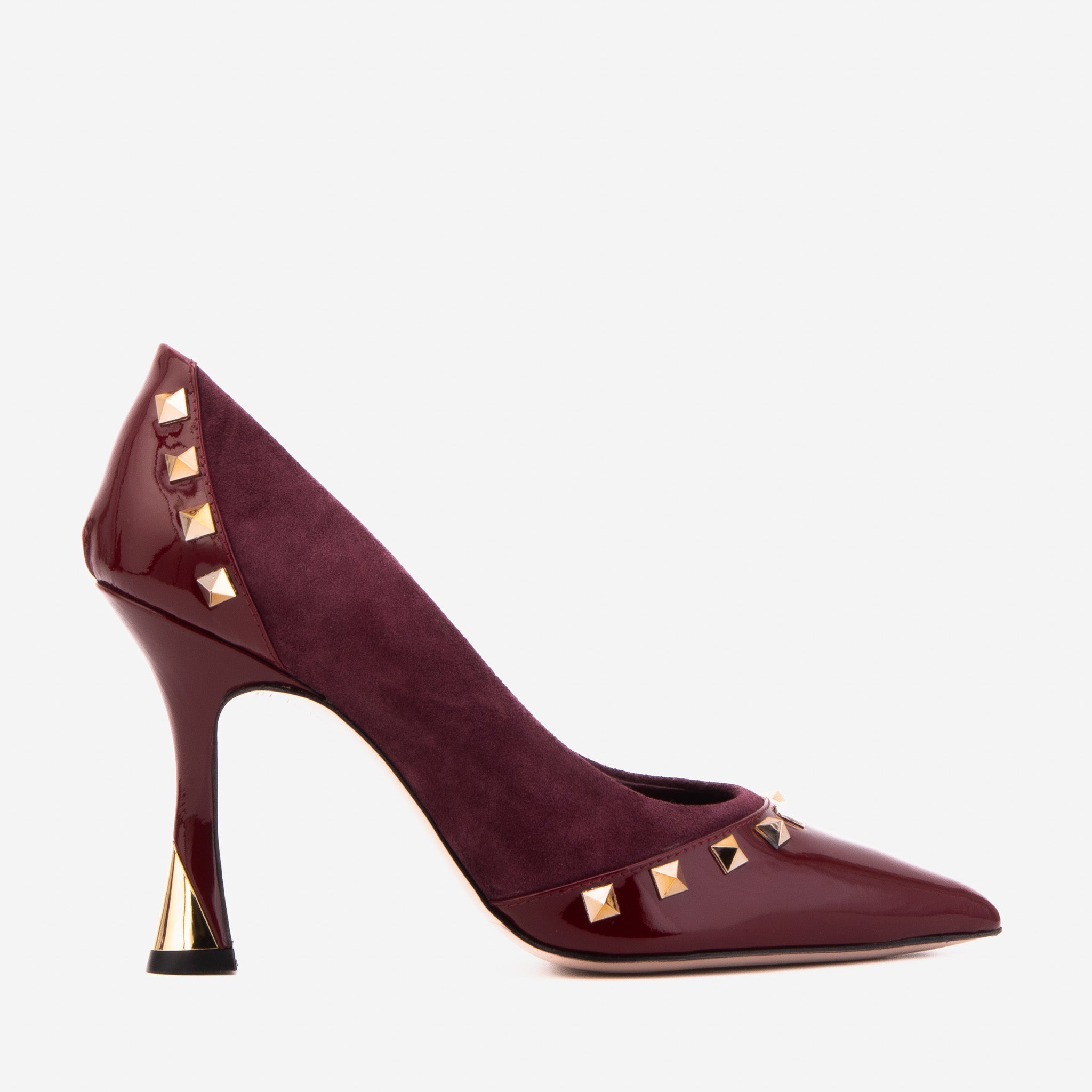 The Bella Vita Studded Burgundy Leather Pump Shoe - Vinci Leather