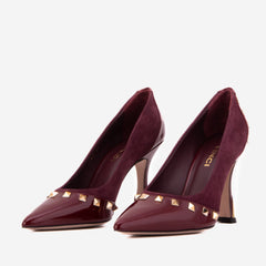 The Bella Vita Studded Burgundy Leather Pump Shoe - Vinci Leather