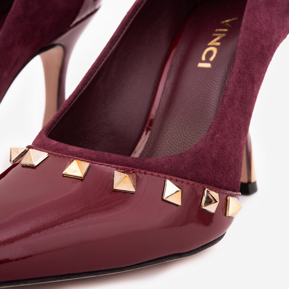 The Bella Vita Studded Burgundy Leather Pump Shoe - Vinci Leather