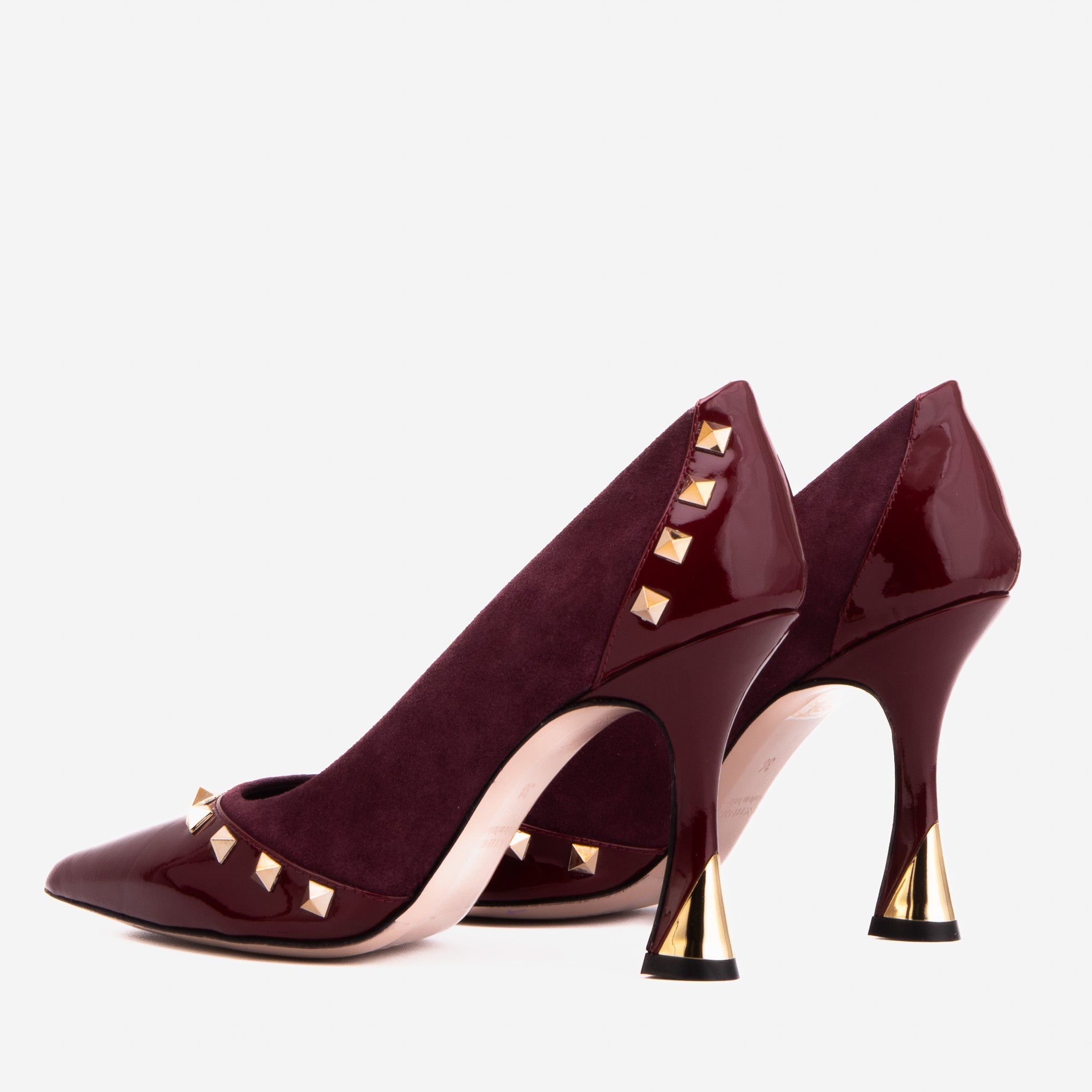 The Bella Vita Studded Burgundy Leather Pump Shoe - Vinci Leather