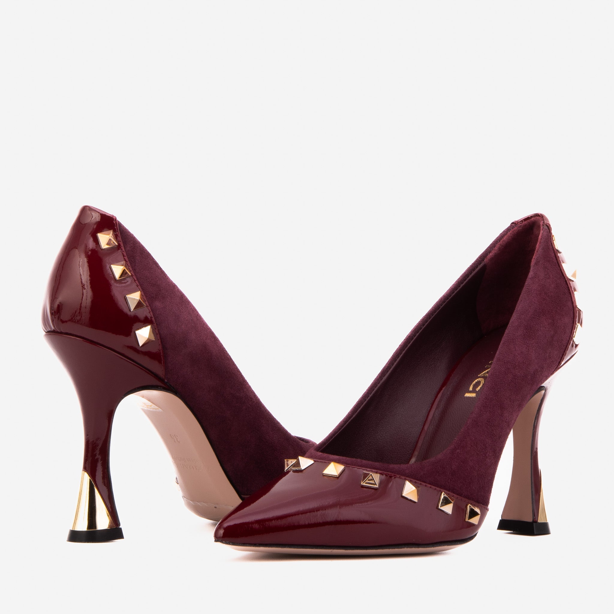 The Bella Vita Studded Burgundy Leather Pump Shoe - Vinci Leather