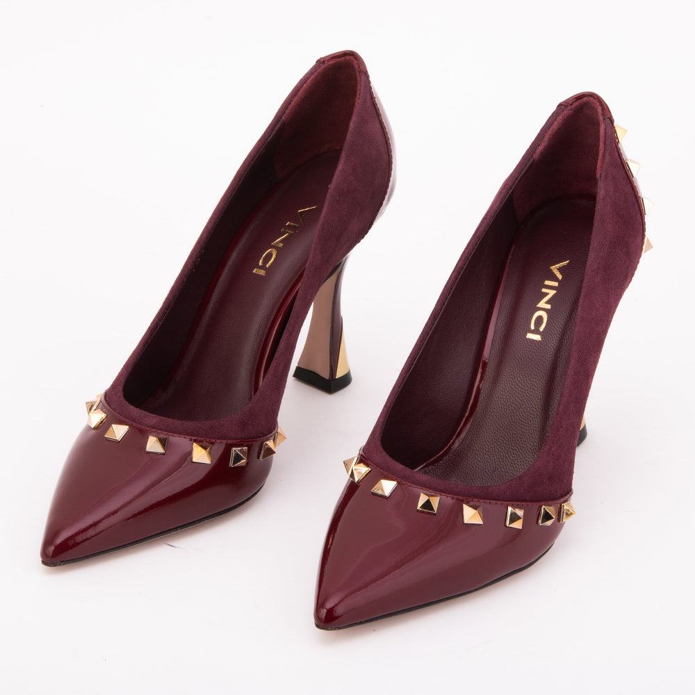 The Bella Vita Studded Burgundy Leather Pump Shoe - Vinci Leather