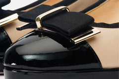 The Fano Beige Leather Cap Toe Block Heel Pump Shoe - Vinci Leather