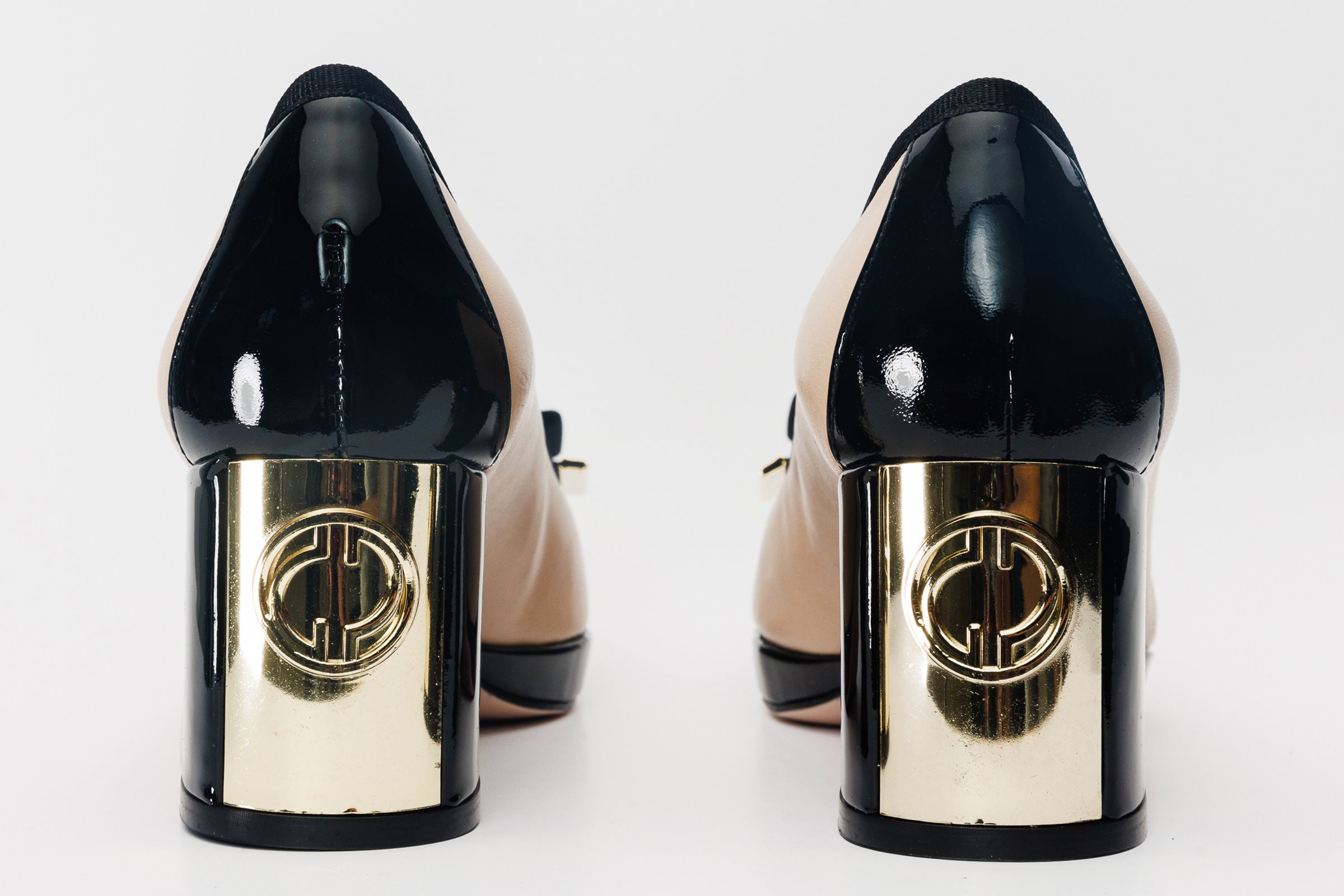 The Fano Beige Leather Cap Toe Block Heel Pump Shoe - Vinci Leather