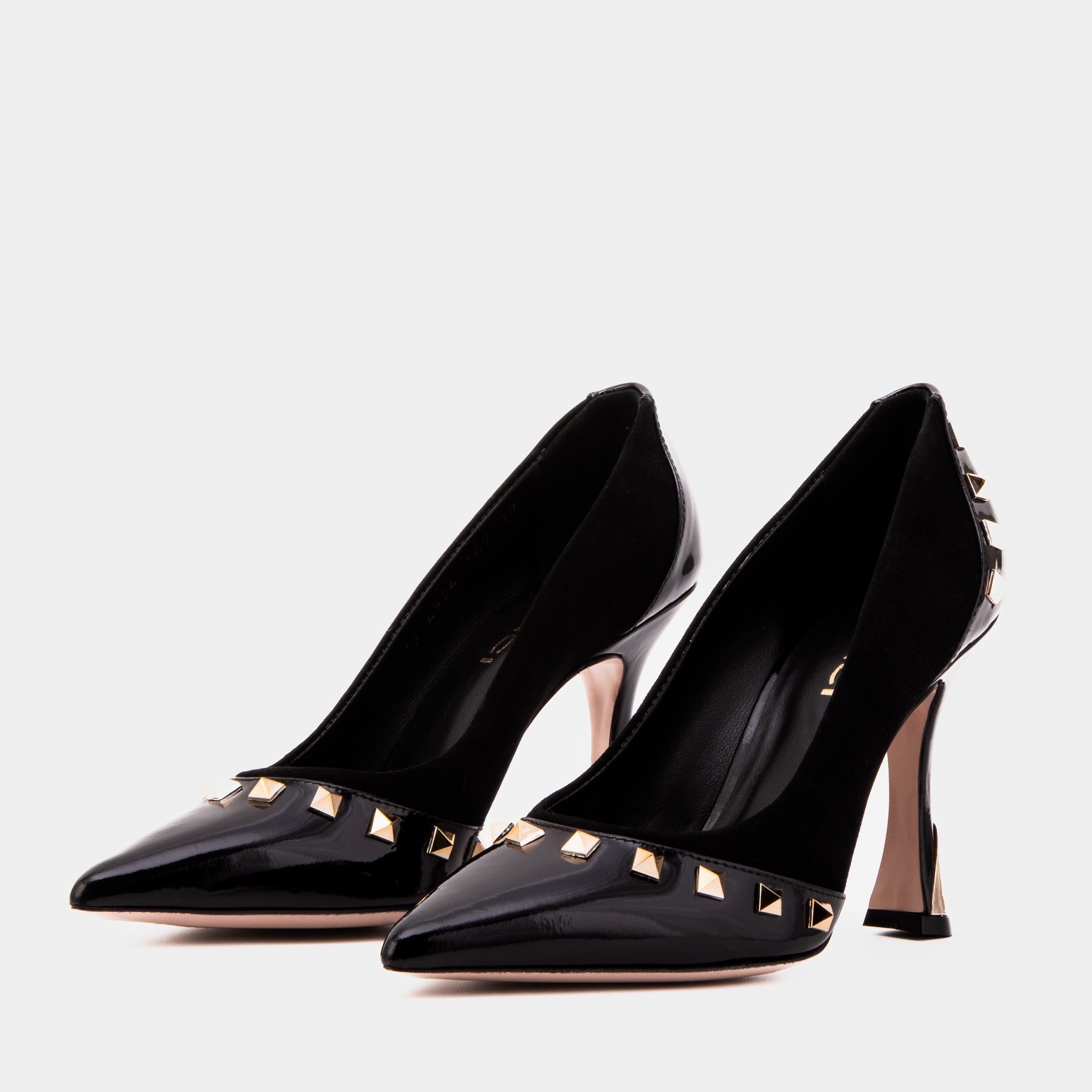 The Bella Vita Studded Black Leather Pump Shoe - Vinci Leather