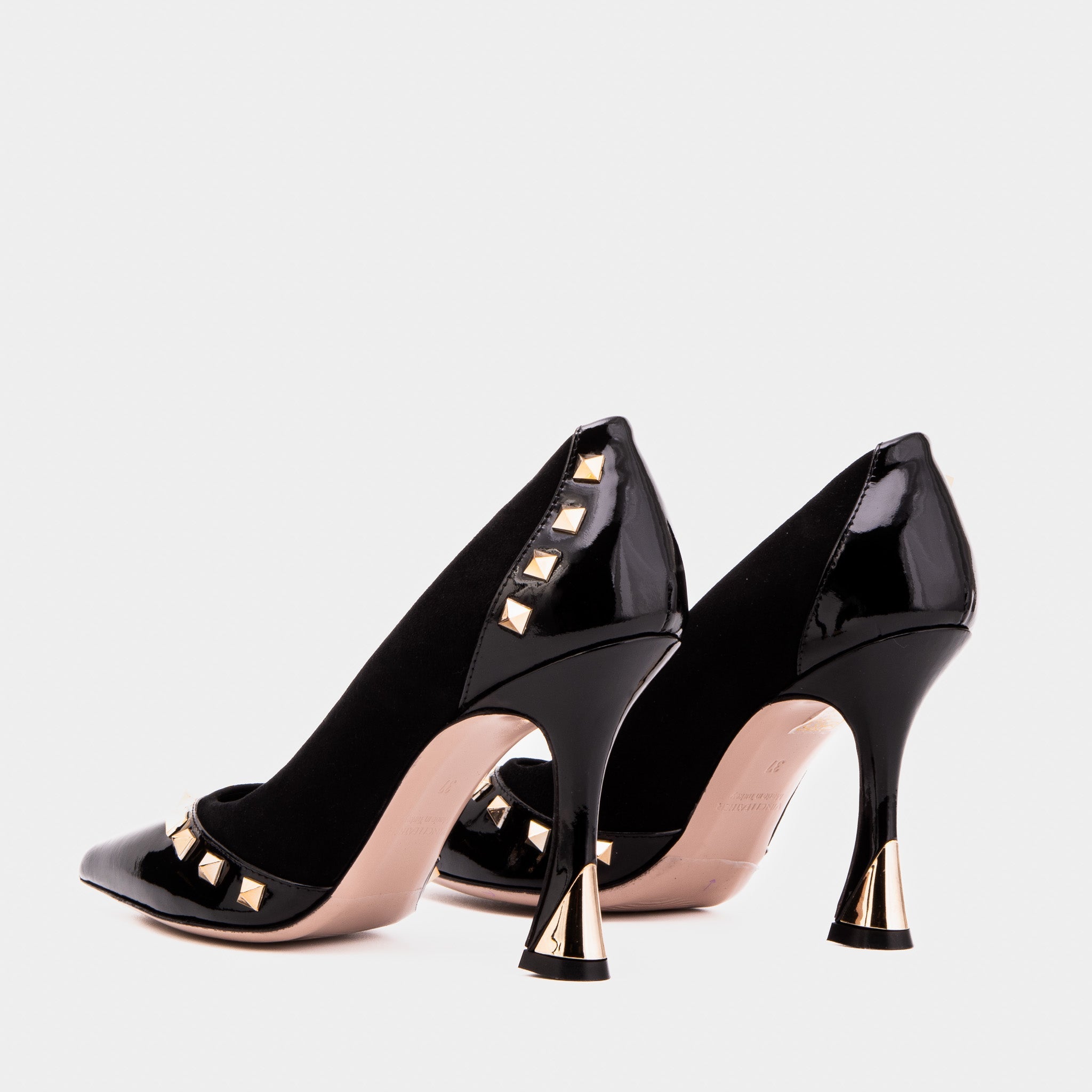 The Bella Vita Studded Black Leather Pump Shoe - Vinci Leather