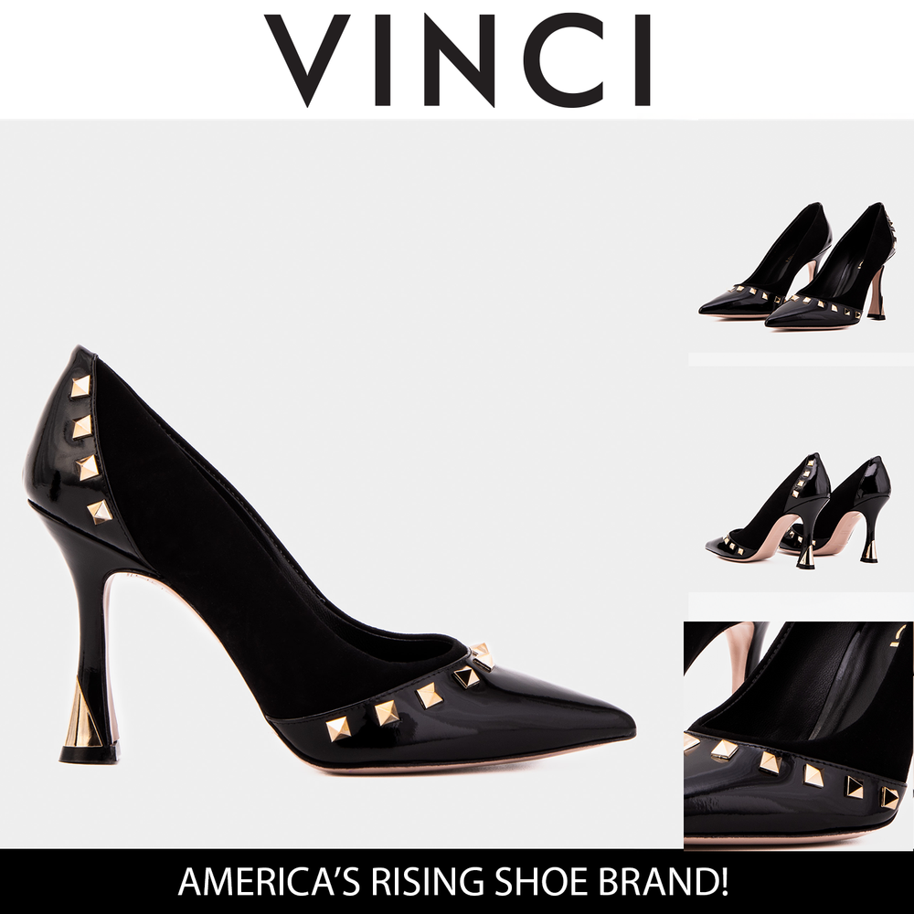 The Bella Vita Studded Black Leather Pump Shoe - Vinci Leather