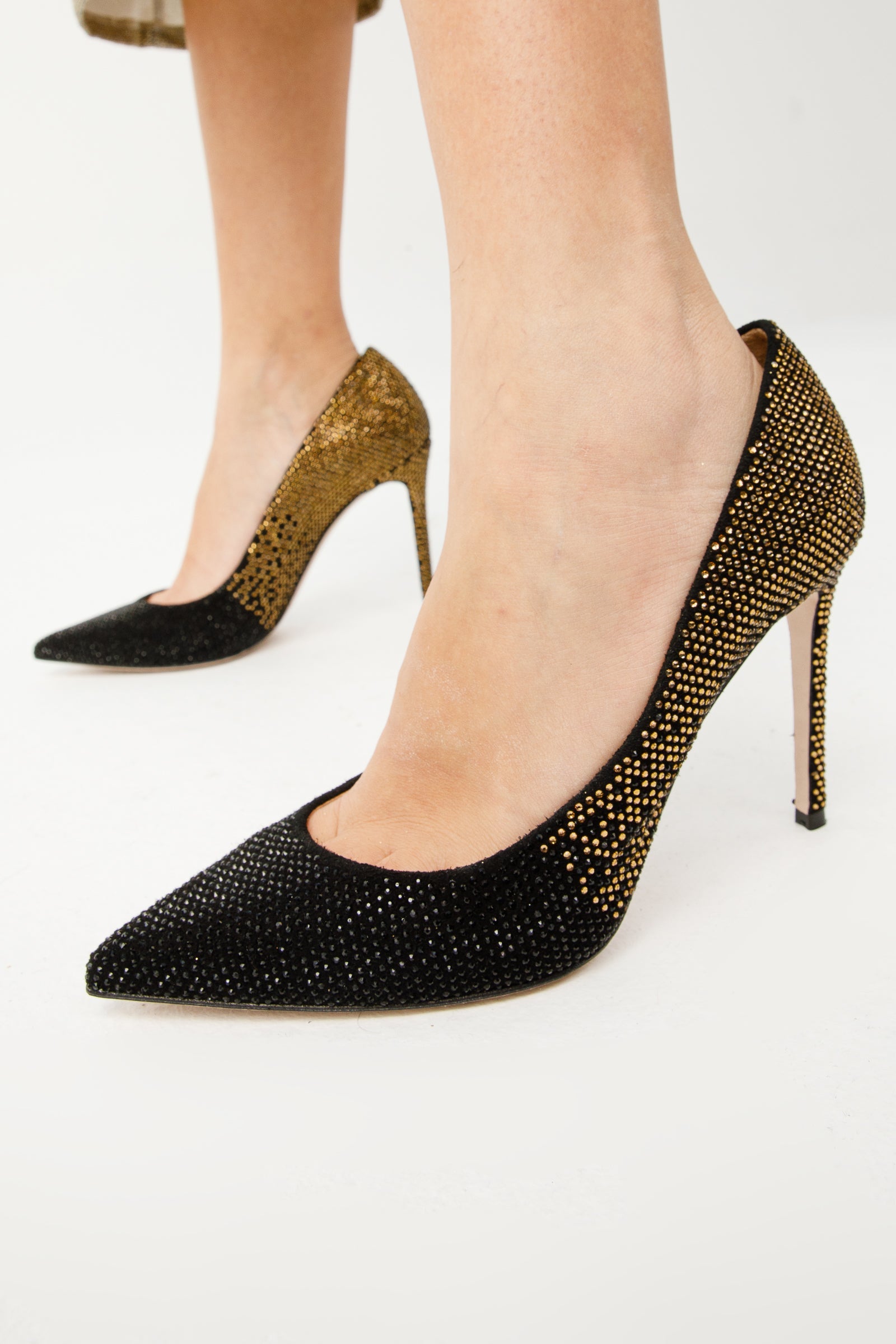 The Bago Black Gold Glitter Leather Pump Shoe - Vinci Leather