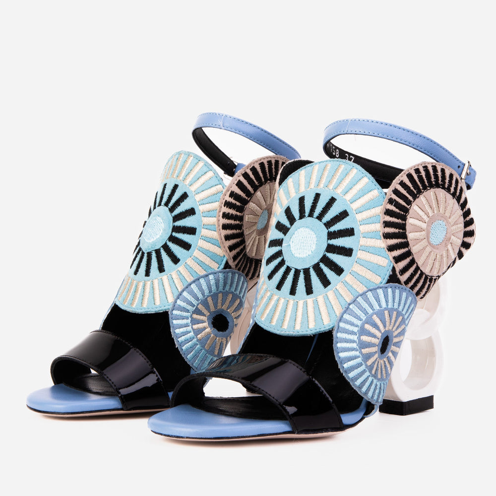 The Parama Blue Leather Ankle Strap Sandal - Vinci Leather