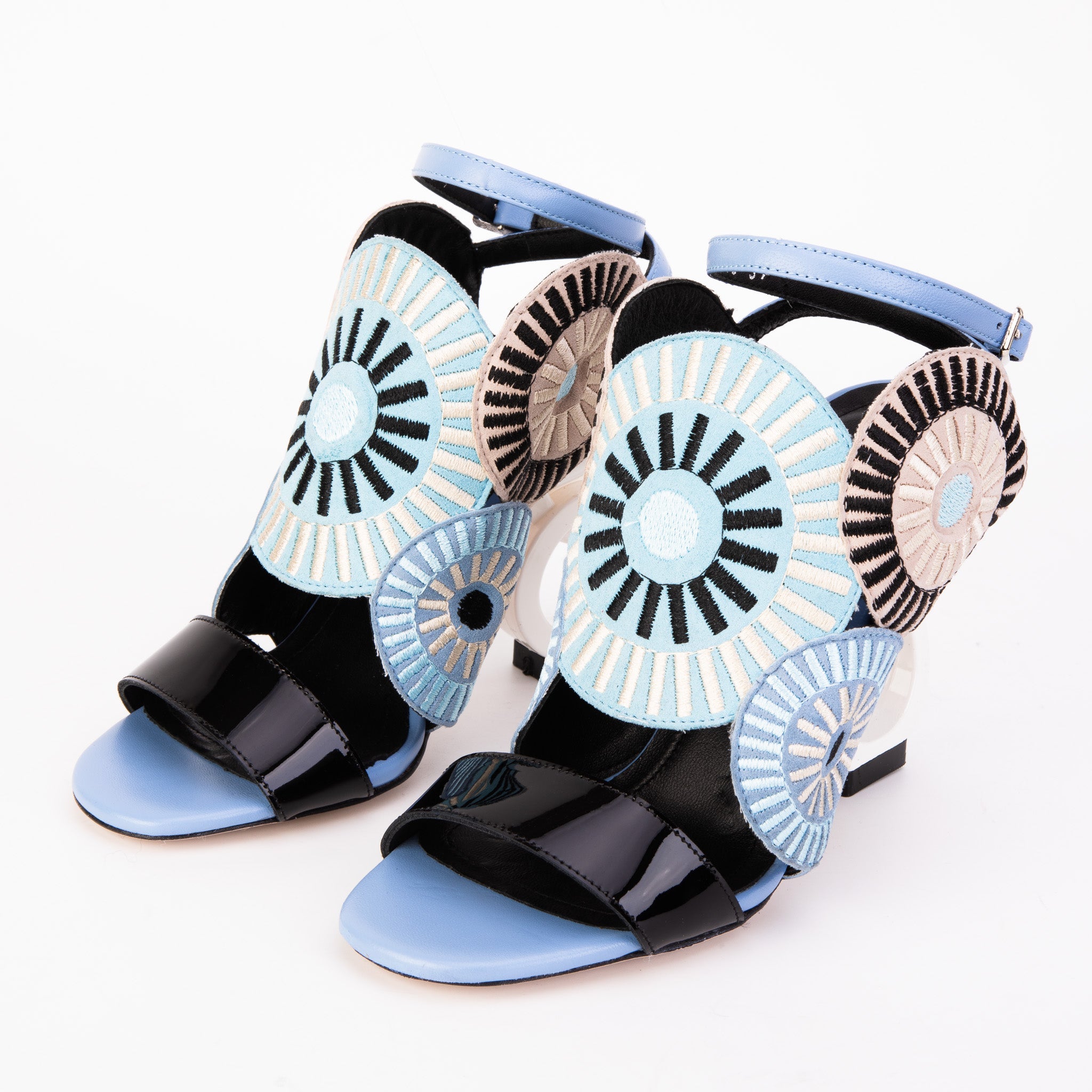 The Parama Blue Leather Ankle Strap Sandal - Vinci Leather