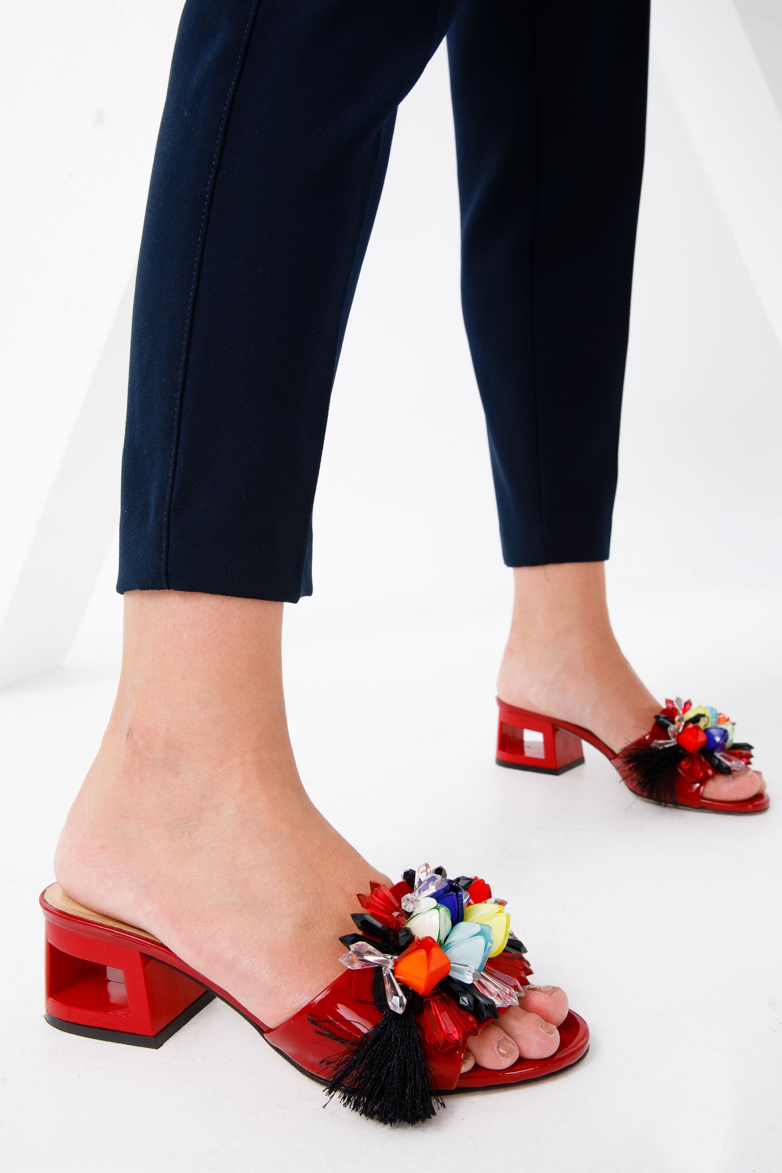 The Vigo Red Leather Block Heel Sandal - Vinci Leather
