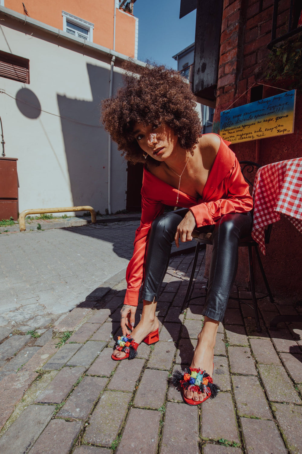 The Vigo Red Leather Block Heel Sandal - Vinci Leather