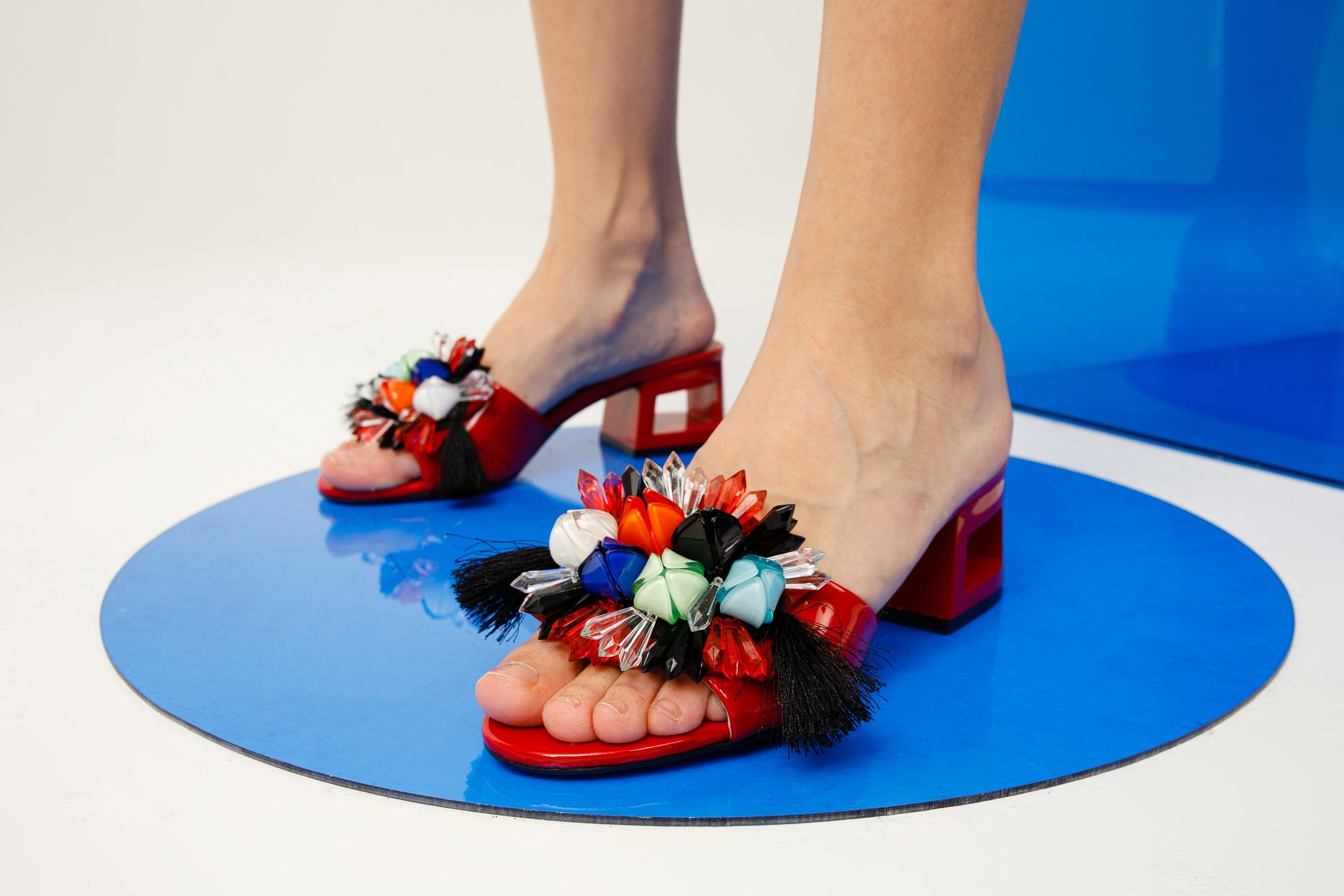 The Vigo Red Leather Block Heel Sandal - Vinci Leather