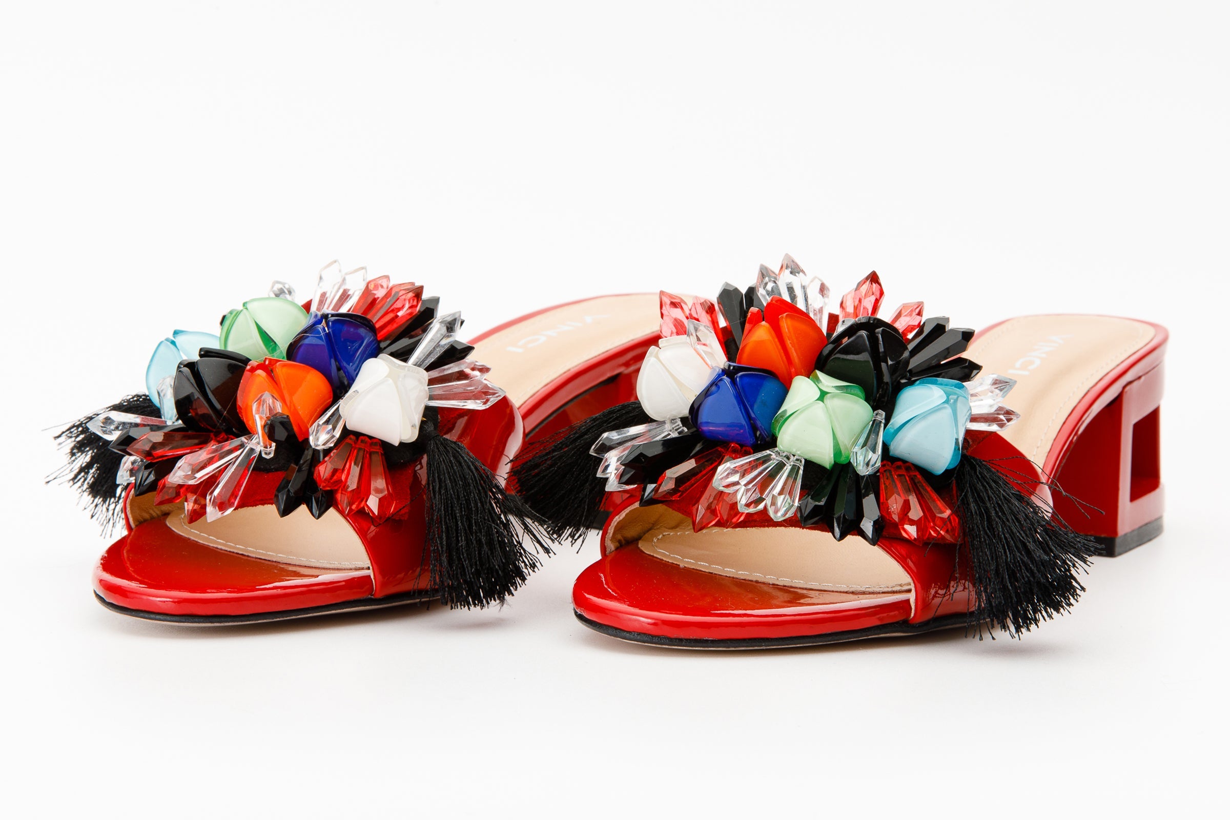 The Vigo Red Leather Block Heel Sandal - Vinci Leather