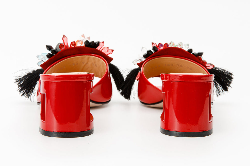 The Vigo Red Leather Block Heel Sandal - Vinci Leather