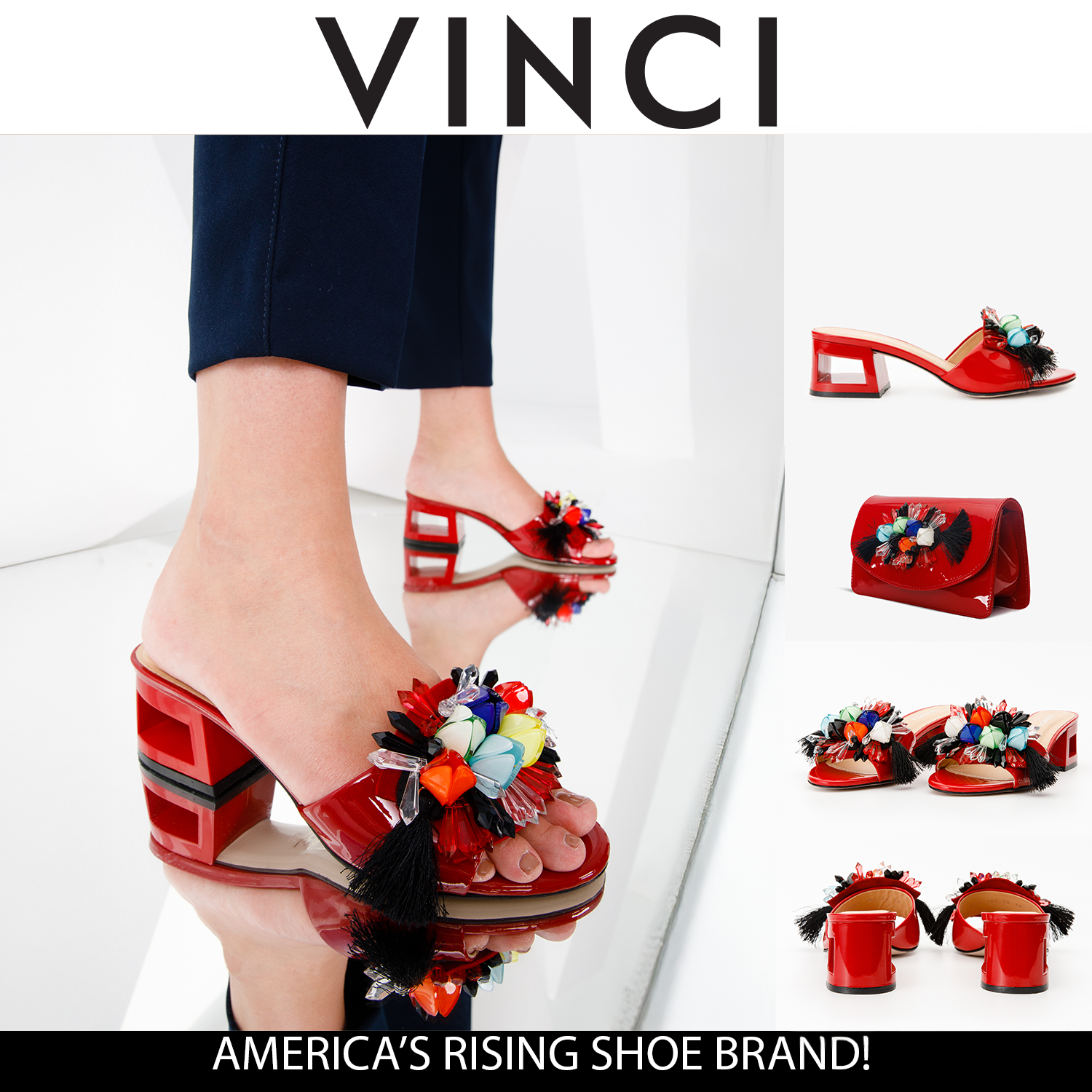 The Vigo Red Leather Block Heel Sandal - Vinci Leather
