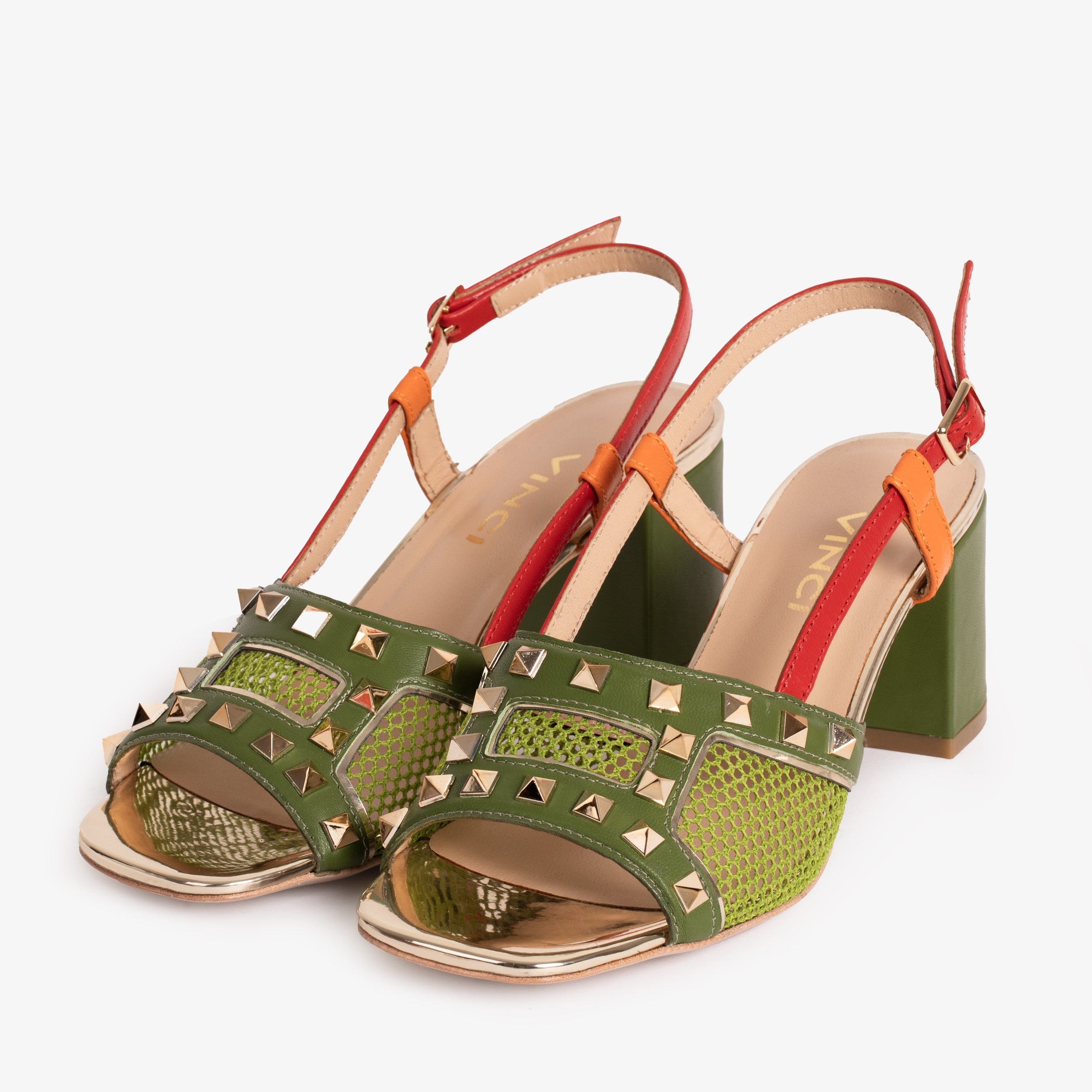 The Linea Green Leather Slingback Sandal - Vinci Leather
