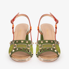 The Linea Green Leather Slingback Sandal - Vinci Leather