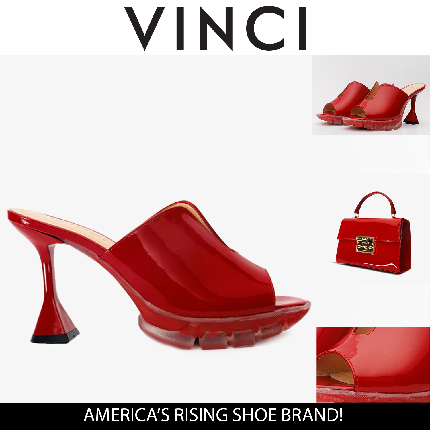 The Caratal Red Patent Leather Sandal - Vinci Leather