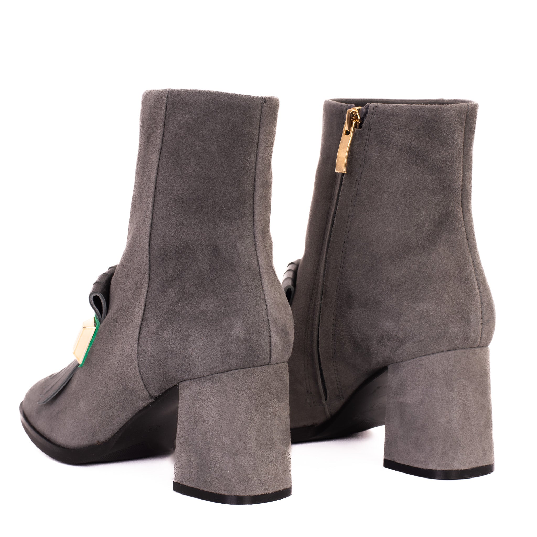 The Luksor Grey Suede Leather Block Heel Boot - Vinci Leather