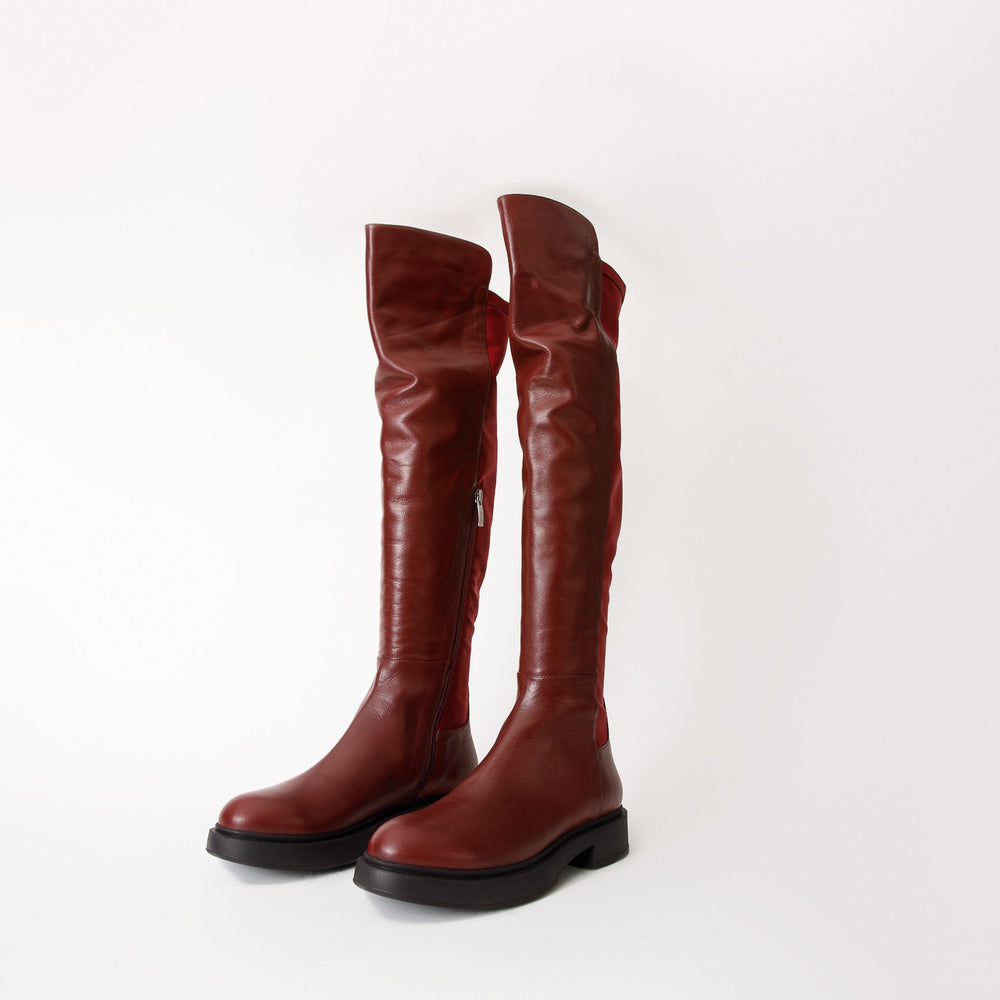 The  Harmony Belle Burgundy Leather Knee High Boot - Vinci Leather