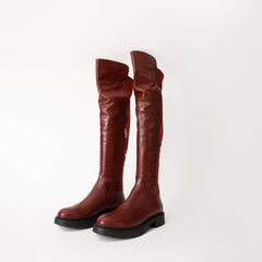 The  Harmony Belle Burgundy Leather Knee High Boot - Vinci Leather
