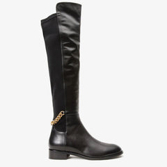 The Tallin Black Leather Knee High Boot - Vinci Leather