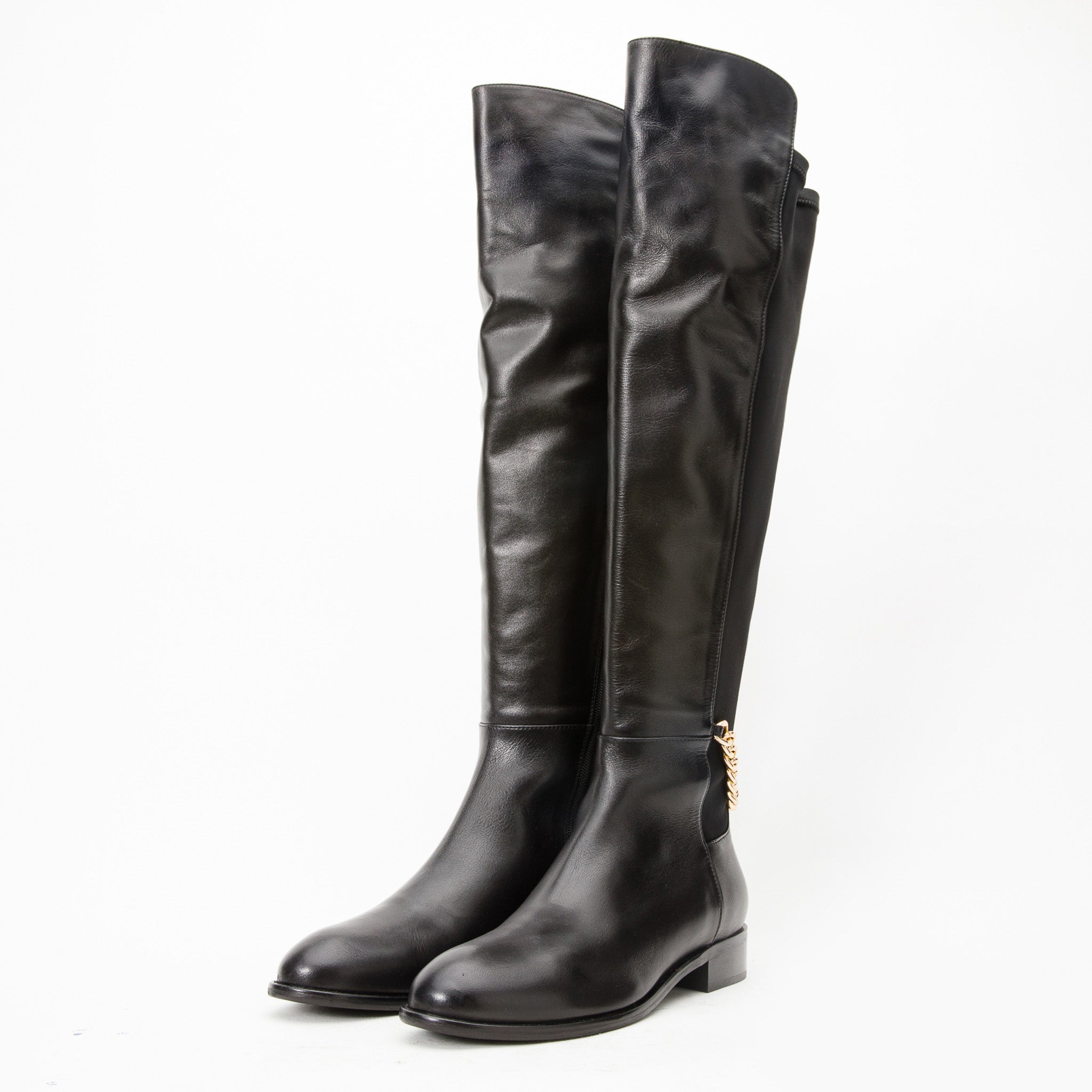 The Tallin Black Leather Knee High Boot - Vinci Leather