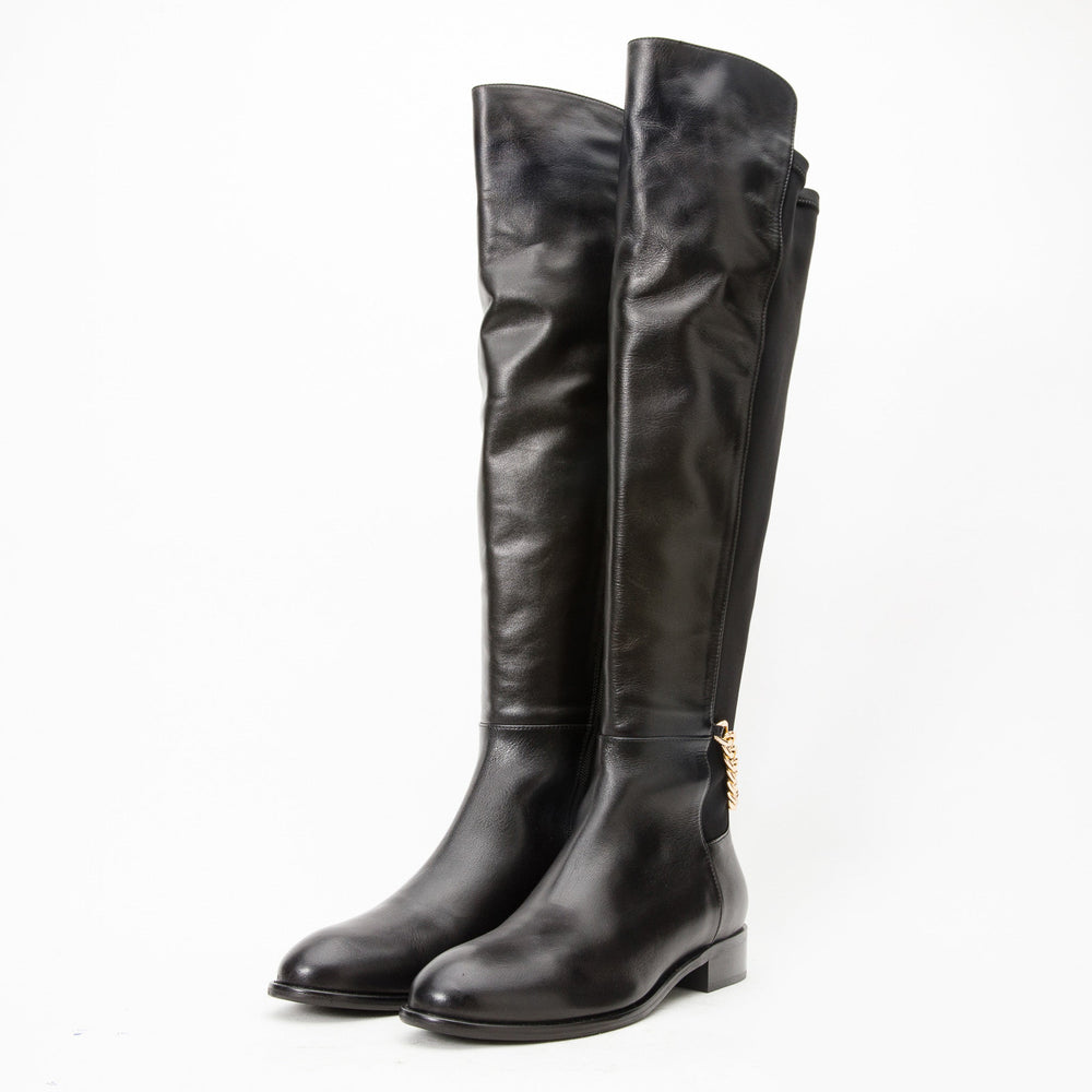 The Tallin Black Leather Knee High Boot - Vinci Leather