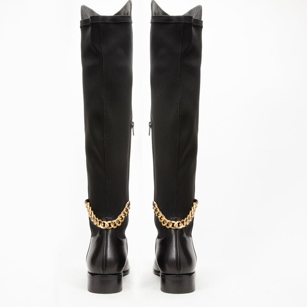 The Tallin Black Leather Knee High Boot - Vinci Leather