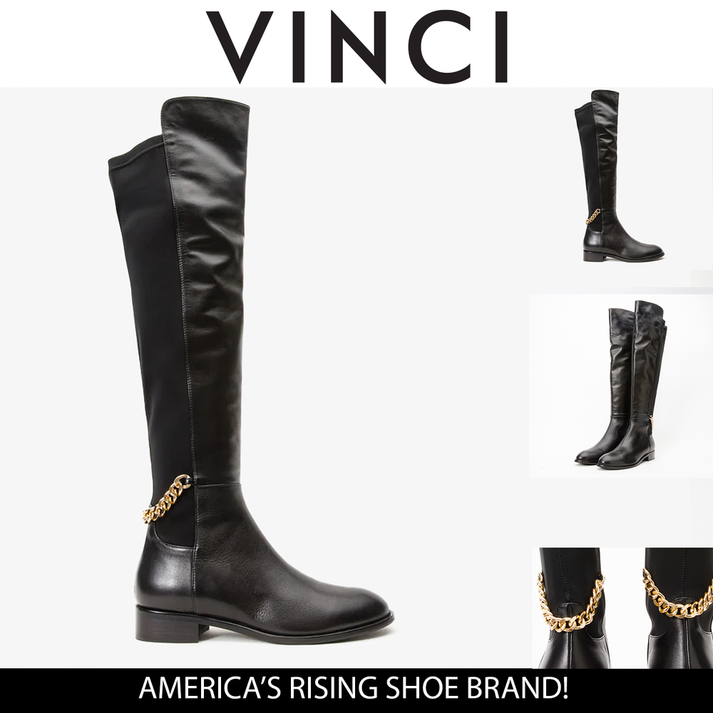 The Tallin Black Leather Knee High Boot - Vinci Leather