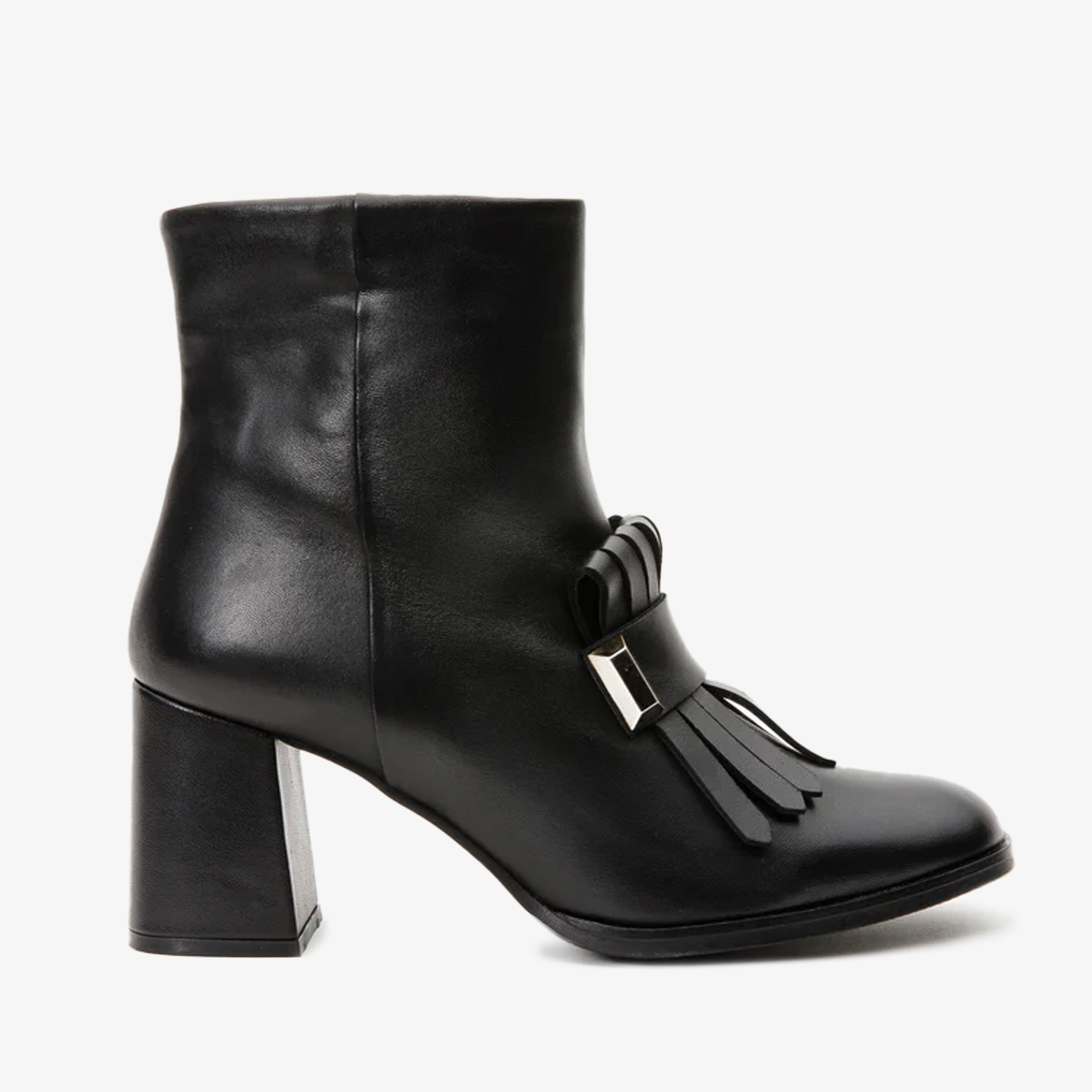The Luksor Black Leather Block Heel Boot - Vinci Leather