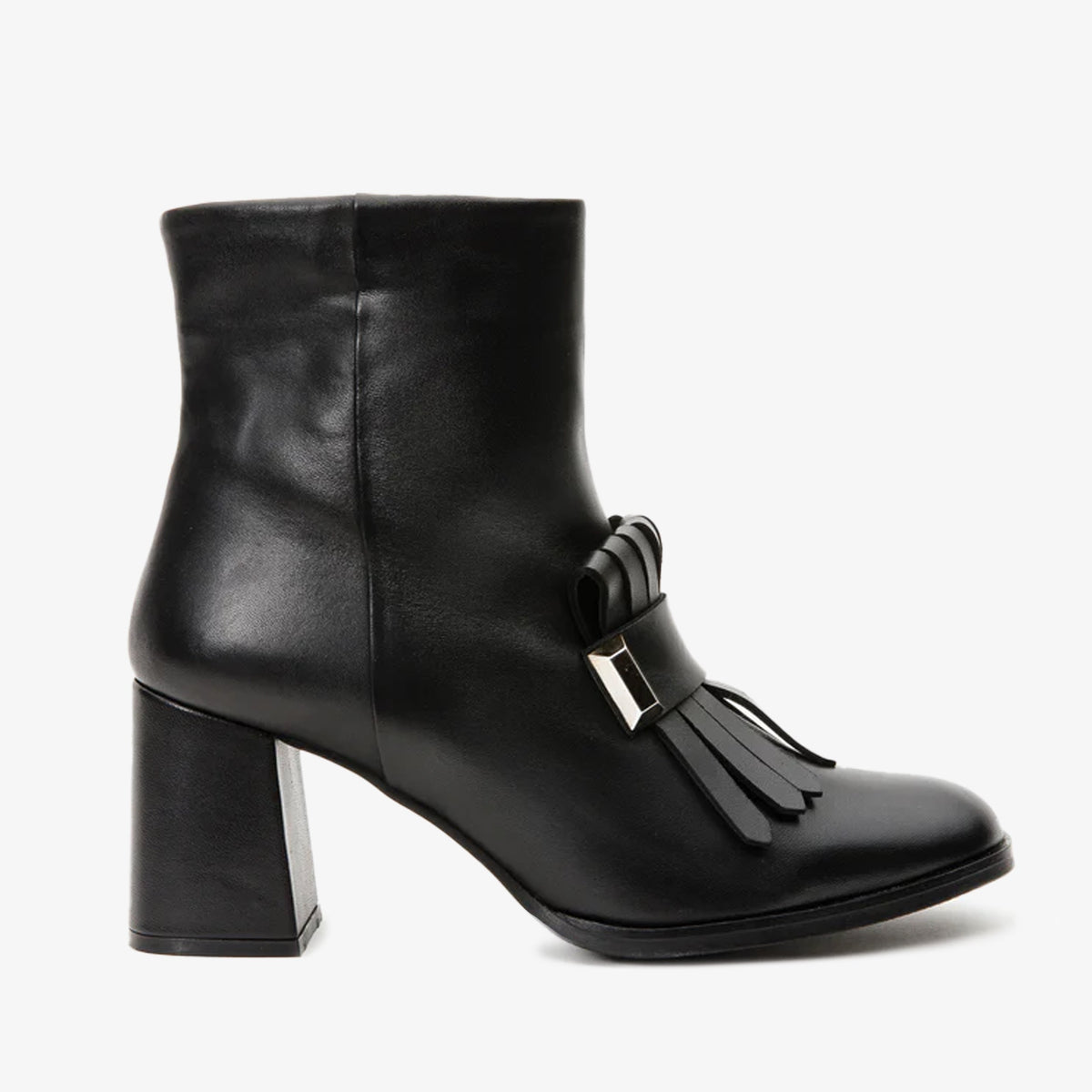 The Luksor Black Leather Block Heel Boot - Vinci Leather