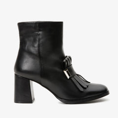 The Luksor Black Leather Block Heel Boot - Vinci Leather