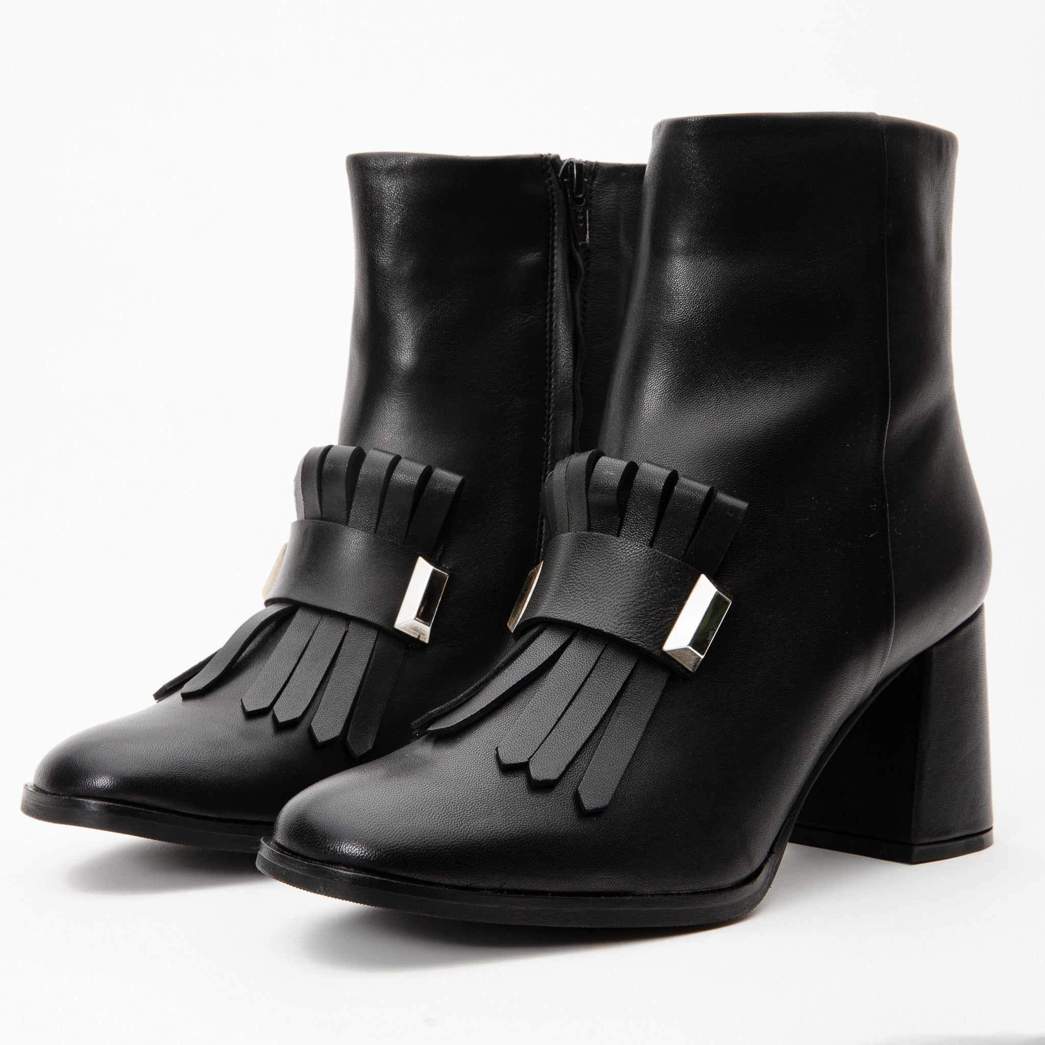 The Luksor Black Leather Block Heel Boot - Vinci Leather