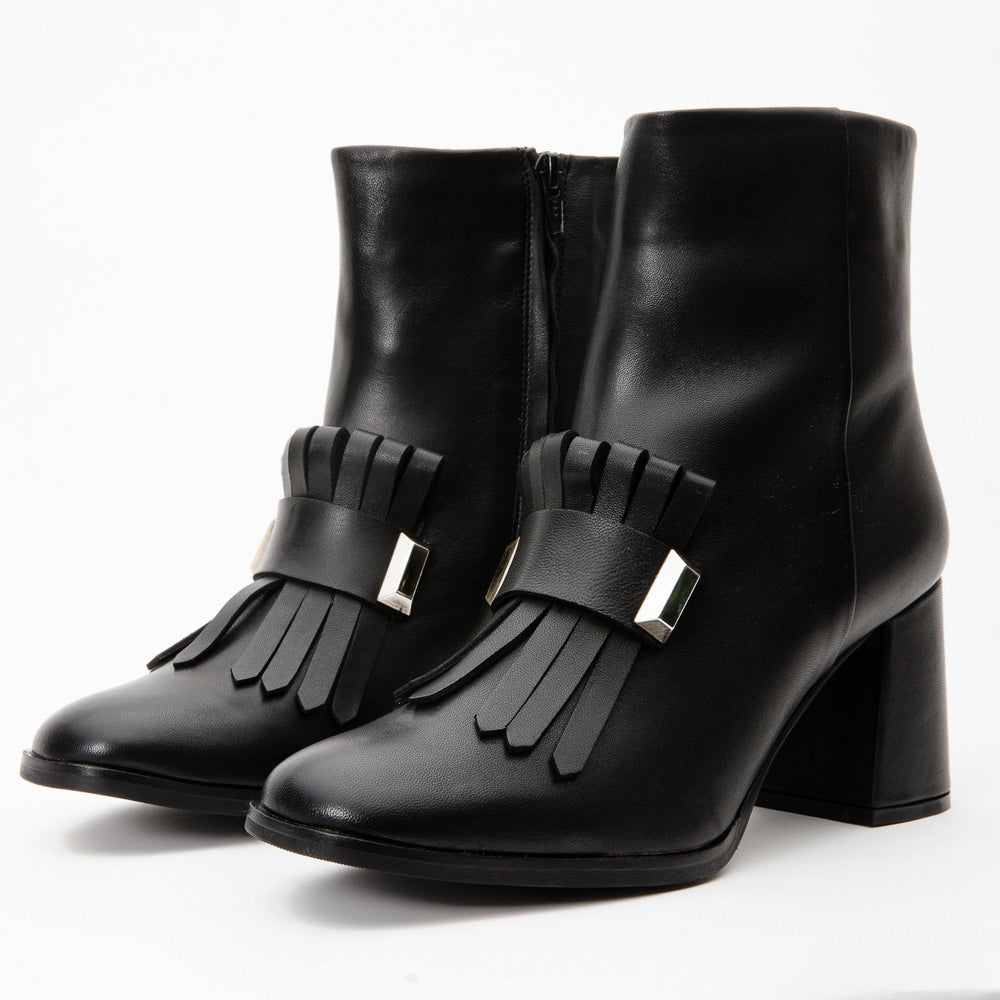The Luksor Black Leather Block Heel Boot - Vinci Leather