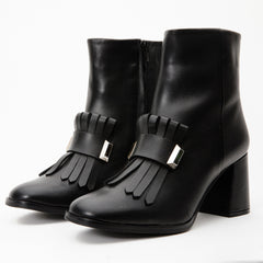 The Luksor Black Leather Block Heel Boot - Vinci Leather