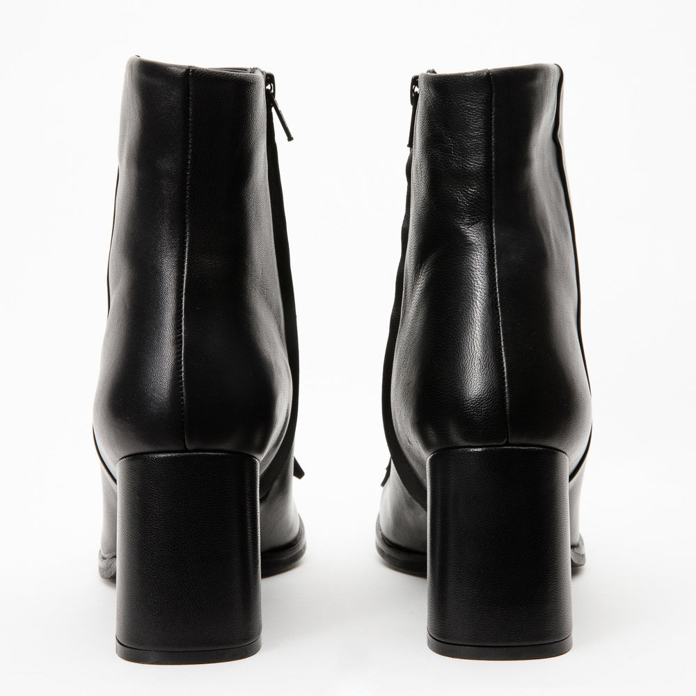 The Luksor Black Leather Block Heel Boot - Vinci Leather