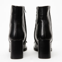 The Luksor Black Leather Block Heel Boot - Vinci Leather