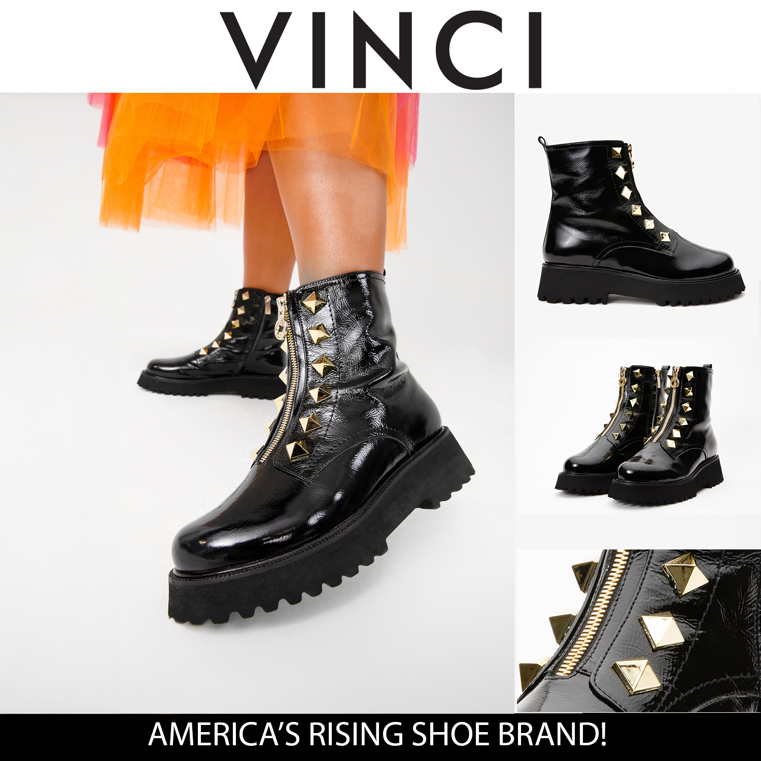 The Ottawa Black Patent Leather Ankle Boot - Vinci Leather