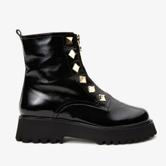 The Ottawa Black Patent Leather Ankle Boot - Vinci Leather